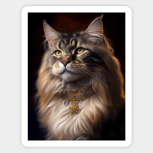 Royal Portrait of a Maine Coon Cat Sticker